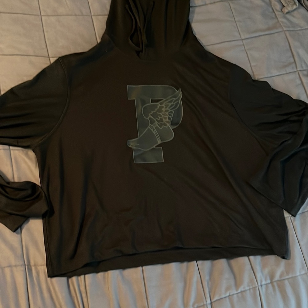 Polo Ralph Lauren P-Wing Stadium Men’s Black Pullover Perofrmance Hoodie Size L